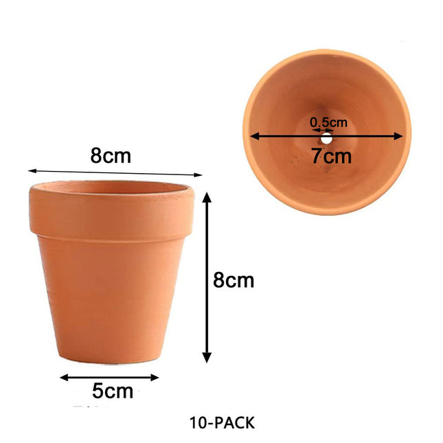 10x 8cm Flower Pot Pots Clay Ceramic Plant Drain Hole Succulent Cactus Nursery Planter 2