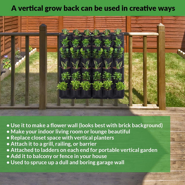 36 Pockets Wall Hanging Planter Planting Grow Bag Vertical Garden Vegetable Flower Black 2