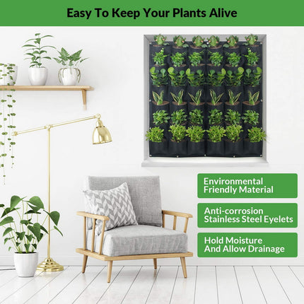 36 Pockets Wall Hanging Planter Planting Grow Bag Vertical Garden Vegetable Flower Black 4