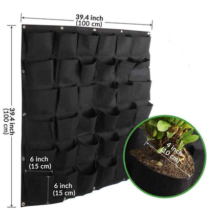 36 Pockets Wall Hanging Planter Planting Grow Bag Vertical Garden Vegetable Flower Black 6