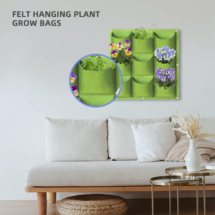 9 Pockets Wall Hanging Planter Planting Grow Bag Vertical Garden Vegetable Flower Green 2