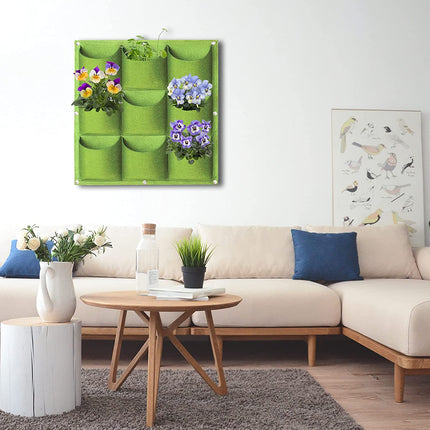 9 Pockets Wall Hanging Planter Planting Grow Bag Vertical Garden Vegetable Flower Green 6