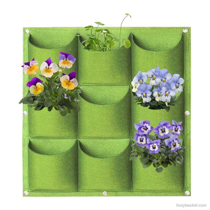 9 Pockets Wall Hanging Planter Planting Grow Bag Vertical Garden Vegetable Flower Green