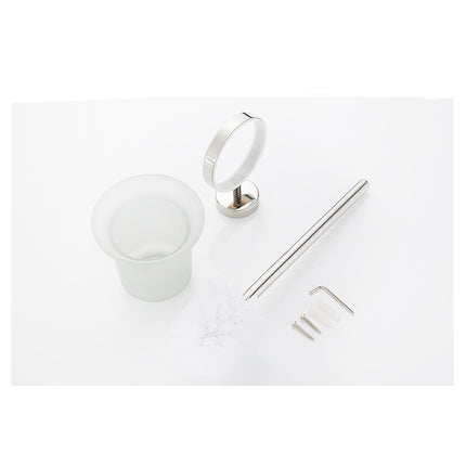 Toilet Brush Holder Wall Mount Rustproof Frosted Glass for Bathroom 5