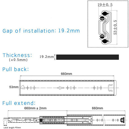 26in Pair 150KG Heavy Duty Drawer Slides Rails Runners Locking Ball Bearing 3
