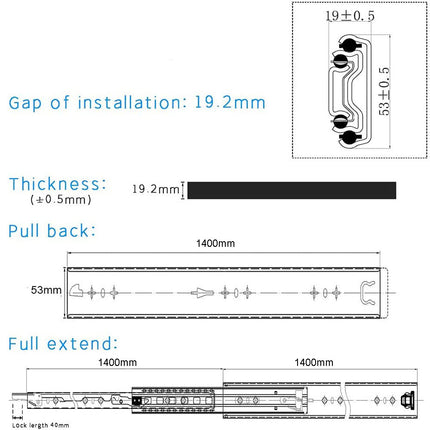 56in Pair 1000 - 2000mm 150KG Capacity Heavy Duty Trailer Drawer Slides Rails Runners Locking 6