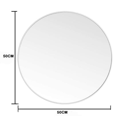 Slim Design 50CM White Bathroom, Living Room, Hallway Mirror Round Mirror Wall Decor Metal Frame 2