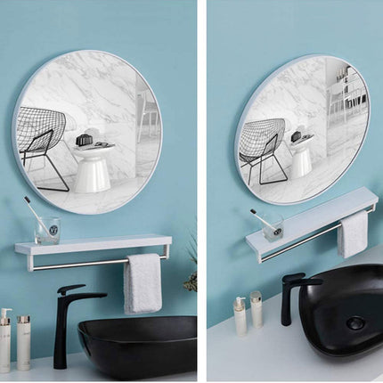 Slim Design 50CM White Bathroom, Living Room, Hallway Mirror Round Mirror Wall Decor Metal Frame 3