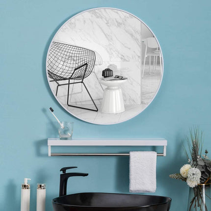 Slim Design 50CM White Bathroom, Living Room, Hallway Mirror Round Mirror Wall Decor Metal Frame 5