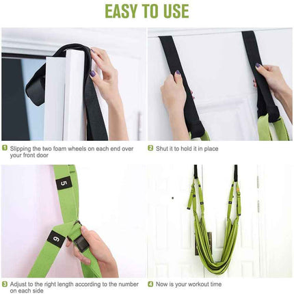 Green Fitness Yoga Strap Band Waist Trainer Leg Door Swing Adjustable Ballet Dancer 2