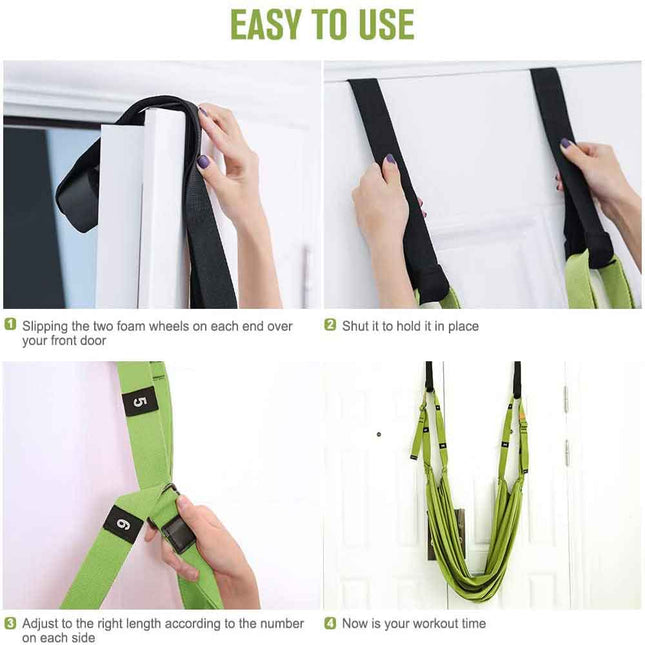 Green Fitness Yoga Strap Band Waist Trainer Leg Door Swing Adjustable Ballet Dancer 2
