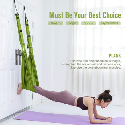 Green Fitness Yoga Strap Band Waist Trainer Leg Door Swing Adjustable Ballet Dancer 6
