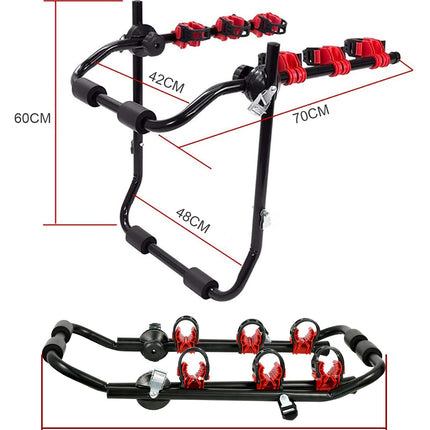 3 Bike Universal Cycle Bicycle Car Rear Carrier Rack Hanger Mount for Car Sedan Hatchback Minivan SUV 4
