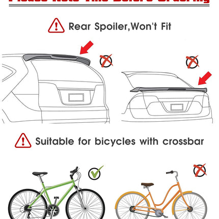 3 Bike Universal Cycle Bicycle Car Rear Carrier Rack Hanger Mount for Car Sedan Hatchback Minivan SUV 5
