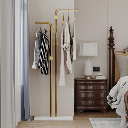Metal Coat Rack Marble Base Hooks Clothes Coats Bag Tree Hat Display Hanger Stand Organiser 2 Pole 4