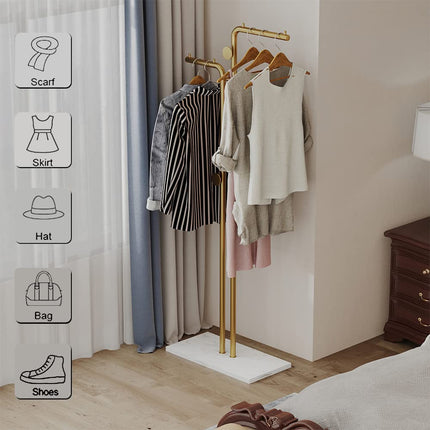 Metal Coat Rack Marble Base Hooks Clothes Coats Bag Tree Hat Display Hanger Stand Organiser 2 Pole 5