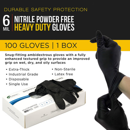 100x Nitrile Black Industrial Mechanic Tattoo Food Disposable Gloves Large 3