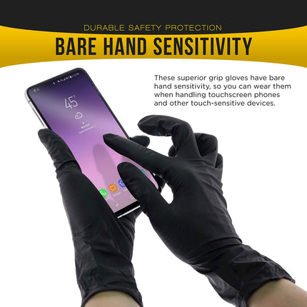100x Nitrile Black Industrial Mechanic Tattoo Food Disposable Gloves Medium 6