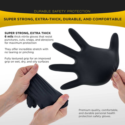 100x Nitrile Black Industrial Mechanic Tattoo Food Disposable Gloves Large 5