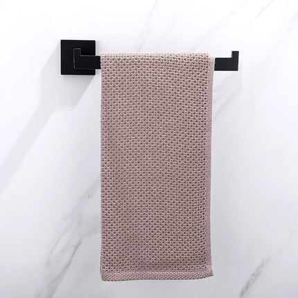 Square Hand Towel Holder Ring Wall Mounted Modern Towel Bar Bathroom Kitchen Black 3
