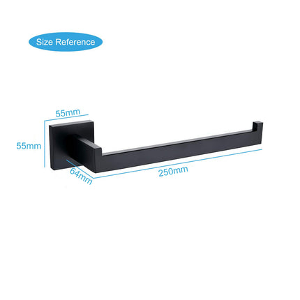 Square Hand Towel Holder Ring Wall Mounted Modern Towel Bar Bathroom Kitchen Black 5