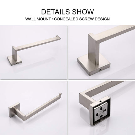 Square Hand Towel Holder Ring Wall Mounted Modern Towel Bar Bathroom Kitchen 4