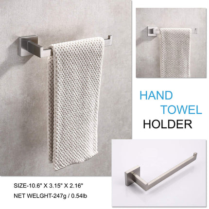 Square Hand Towel Holder Ring Wall Mounted Modern Towel Bar Bathroom Kitchen 6