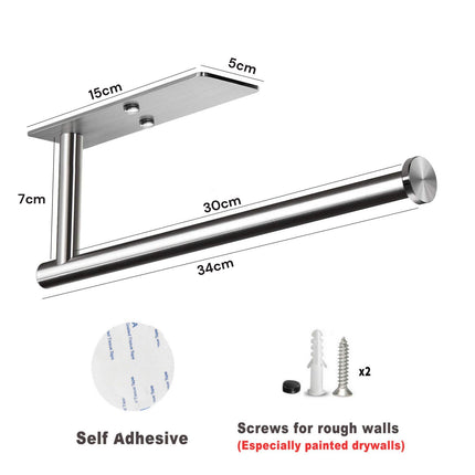 Kitchen Paper Holder Under Cabinet Wall Mount Adhesive Paper Towel Holder Rectangle Silver 3