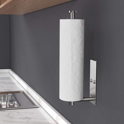 Kitchen Paper Holder Under Cabinet Wall Mount Adhesive Paper Towel Holder Rectangle Silver 5