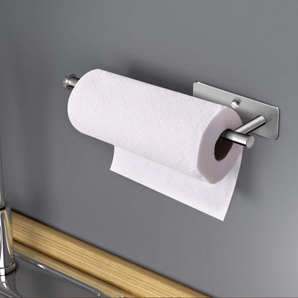 Kitchen Paper Holder Under Cabinet Wall Mount Adhesive Paper Towel Holder Rectangle Silver 6