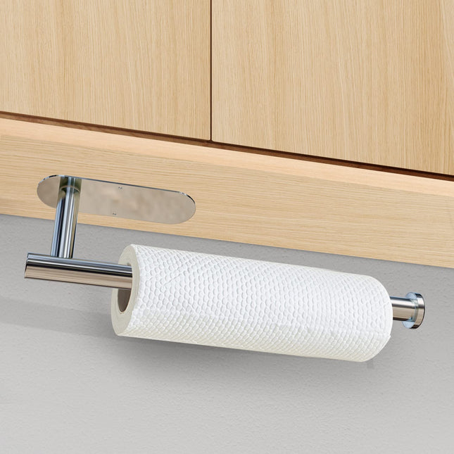 Kitchen Paper Holder Under Cabinet Wall Mount Adhesive Paper Towel Holder  Silver 2