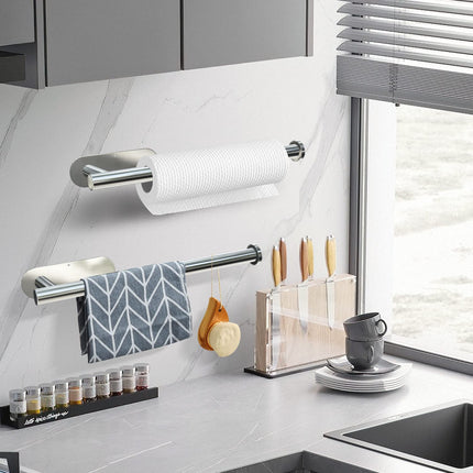 Kitchen Paper Holder Under Cabinet Wall Mount Adhesive Paper Towel Holder  Silver 3
