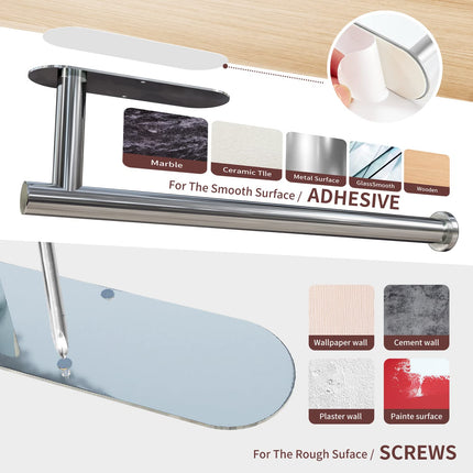 Kitchen Paper Holder Under Cabinet Wall Mount Adhesive Paper Towel Holder  Silver 5