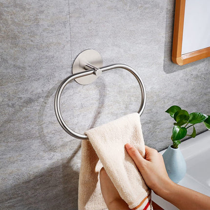 Bathroom Towel Ring Bathroom Towel Rack Adhesive Hand Towels Holder Towel Hanger Silver 5