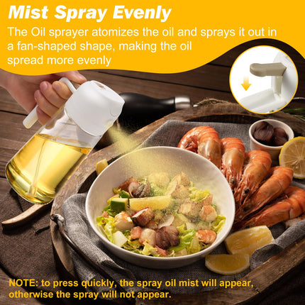 600ml 2 in 1 Glass Oil Sprayer Dispenser Kitchen Sprayz Cooking Baking Oil Bottle BBQ Spray White 4