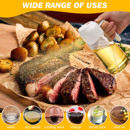 600ml 2 in 1 Glass Oil Sprayer Dispenser Kitchen Sprayz Cooking Baking Oil Bottle BBQ Spray White 6