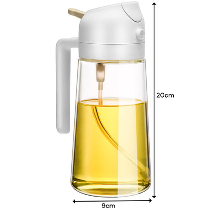 600ml 2 in 1 Glass Oil Sprayer Dispenser Kitchen Sprayz Cooking Baking Oil Bottle BBQ Spray White 7