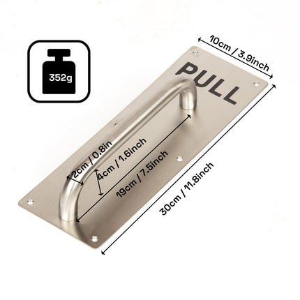 304 Stainless Steel  Commercial Door Pull Push Handle Plate Set for Bathrooms, Stairwell Fire Doors etc 2