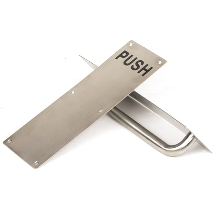 304 Stainless Steel  Commercial Door Pull Push Handle Plate Set for Bathrooms, Stairwell Fire Doors etc 3