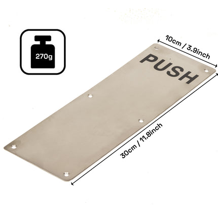 304 Stainless Steel  Commercial Door Pull Push Handle Plate Set for Bathrooms, Stairwell Fire Doors etc 5