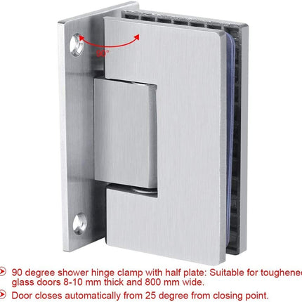 90 Degree Glass Door Cupboard Showcase Cabinet Clamp Glass Shower Doors Hinge 304 Steel 7
