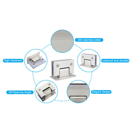 90 Degree Glass Door Cupboard Showcase Cabinet Clamp Glass Shower Doors Hinge 304 Steel 9