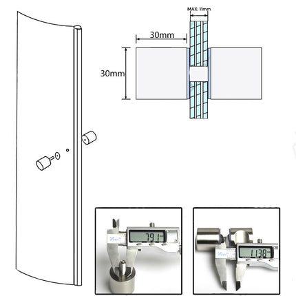 Shower Glass Door Knob Bathroom Back-to-Back Handle Pull 304 Brushed 5