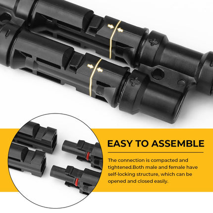 1 Pair 2 To 1 2 branch Waterproof T Branch Cable Connectors Solar PV Panel Connector Male & Female 4