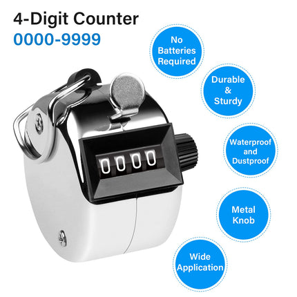 Hand Tally Counter 4-Digit Lap Counters Clicker Pitch for Counting Knitting Coaching 2