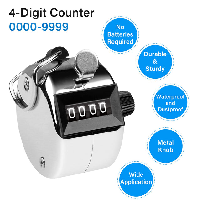 Hand Tally Counter 4-Digit Lap Counters Clicker Pitch for Counting Knitting Coaching 2