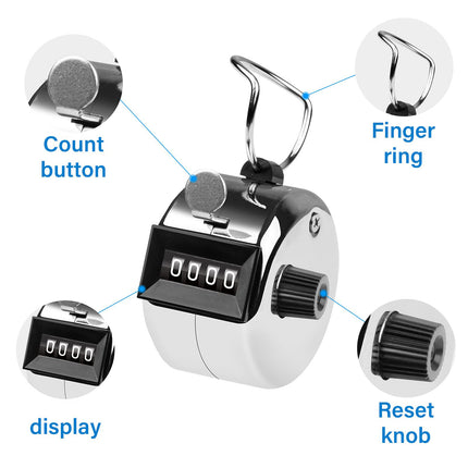 Hand Tally Counter 4-Digit Lap Counters Clicker Pitch for Counting Knitting Coaching 3