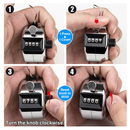 Hand Tally Counter 4-Digit Lap Counters Clicker Pitch for Counting Knitting Coaching 4
