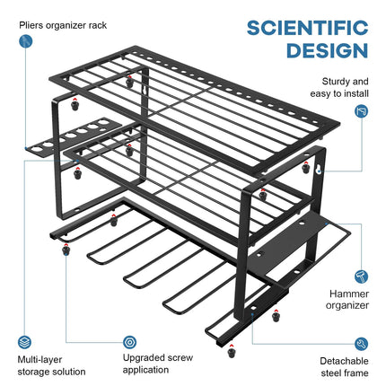 40cm Power Tool Organizer 4 Layers Garage Tool Storage Rack Workshop Tool Shelf Drill Pliers Hammer Rack 3