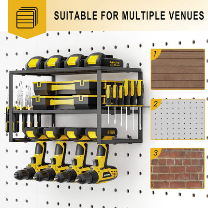 40cm Power Tool Organizer 4 Layers Garage Tool Storage Rack Workshop Tool Shelf Drill Pliers Hammer Rack 6